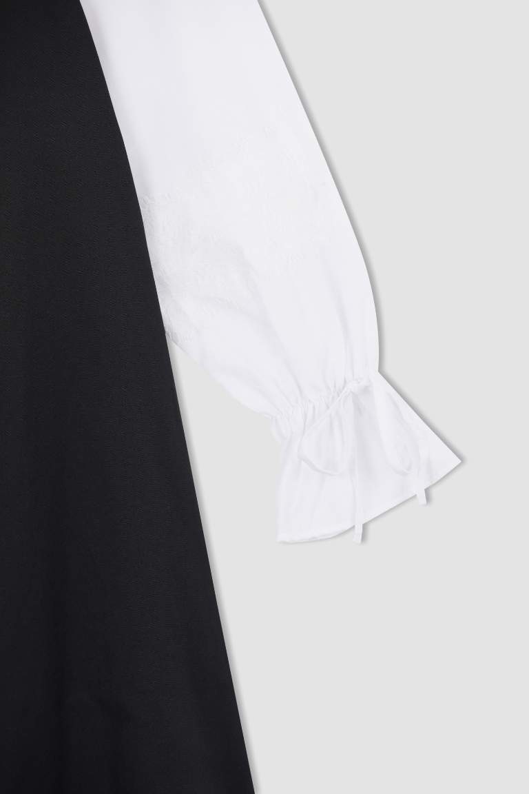 Regular Fit V Yaka Basic Maxi Jile Elbise ve Gömlek Takımı