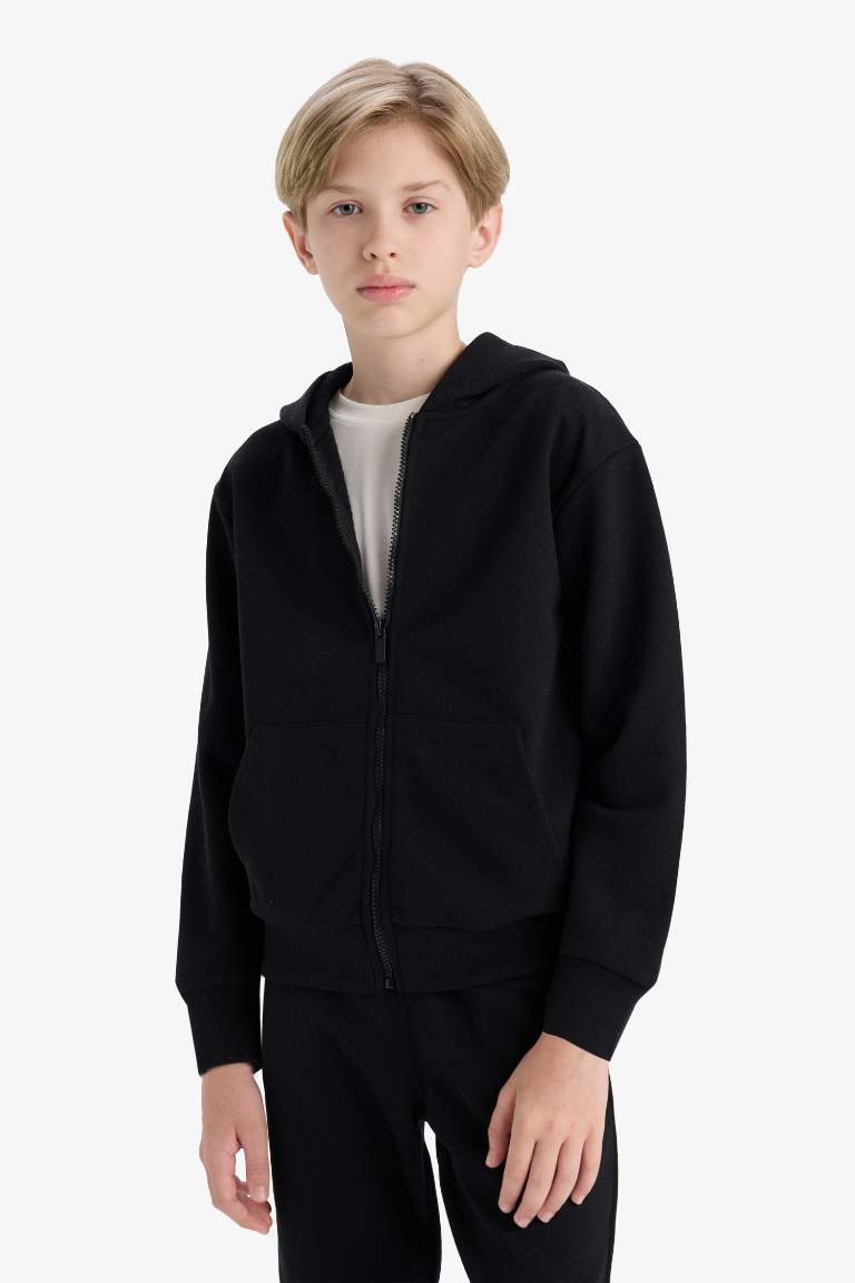 Erkek Çocuk Kapüşonlu Fermuarlı Sweatshirt