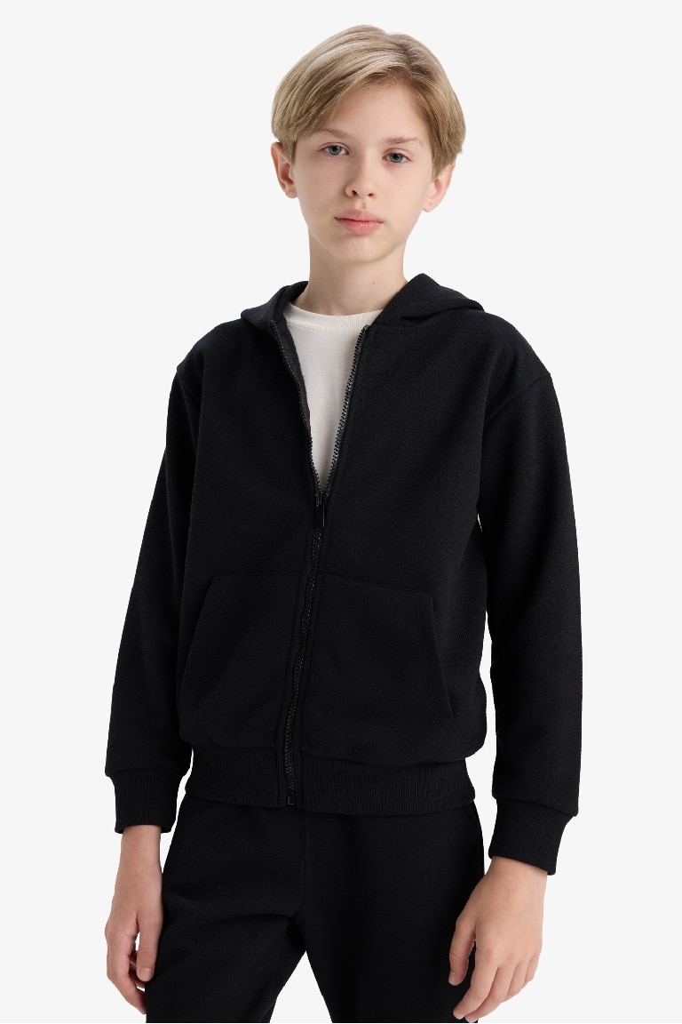 Erkek Çocuk Kapüşonlu Fermuarlı Sweatshirt