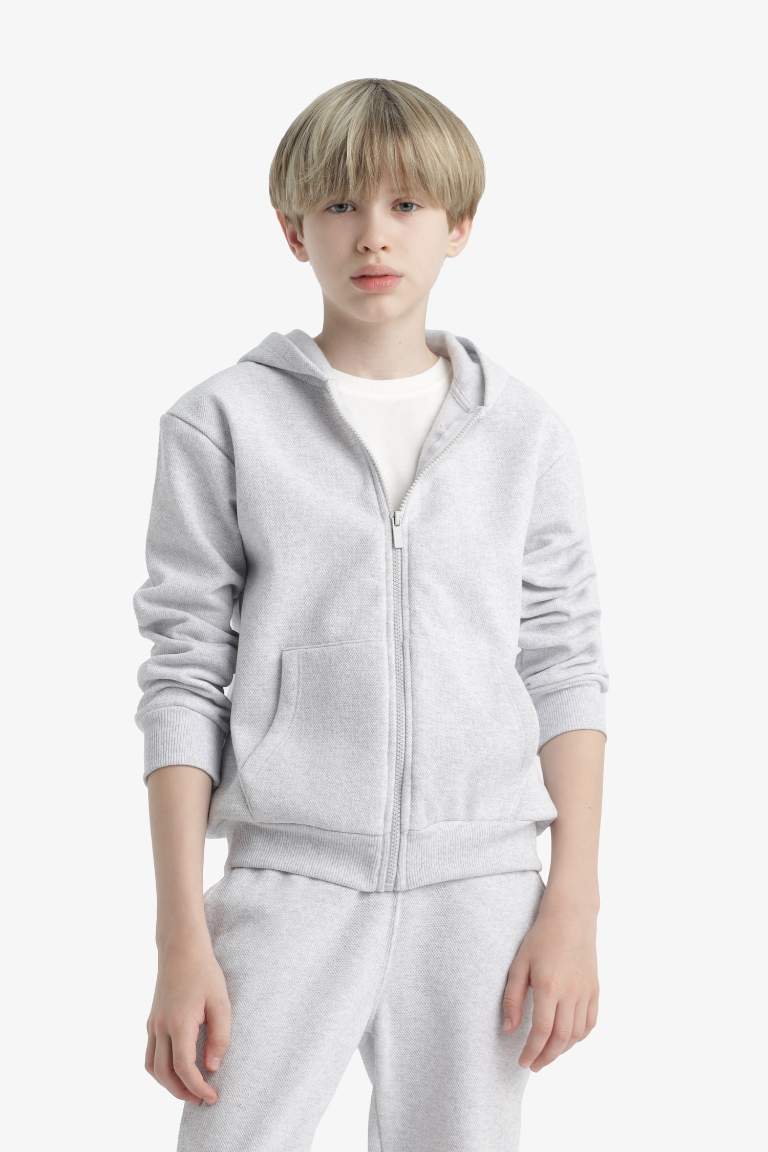 Erkek Çocuk Kapüşonlu Fermuarlı Sweatshirt
