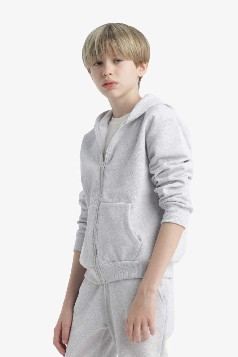 Erkek Çocuk Kapüşonlu Fermuarlı Sweatshirt