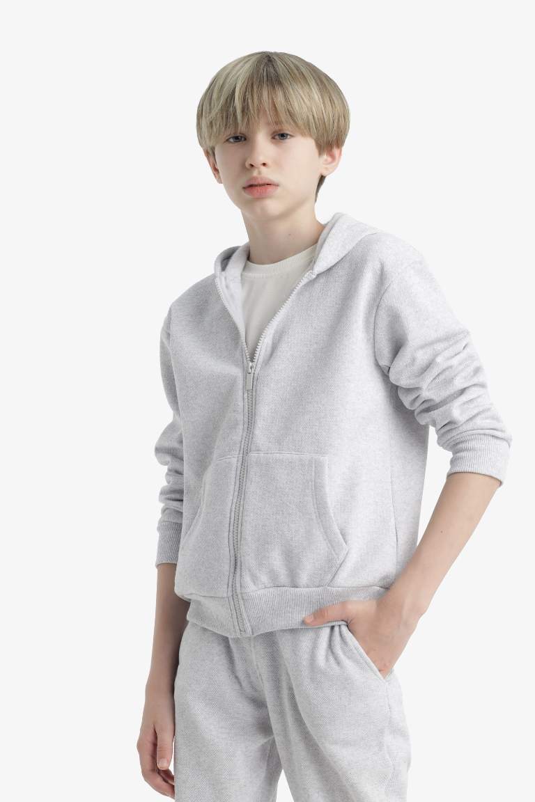 Erkek Çocuk Kapüşonlu Fermuarlı Sweatshirt