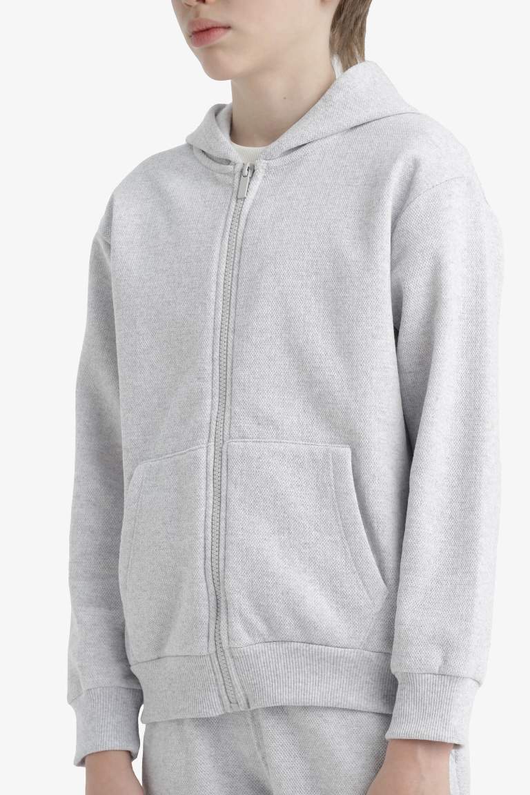 Erkek Çocuk Kapüşonlu Fermuarlı Sweatshirt