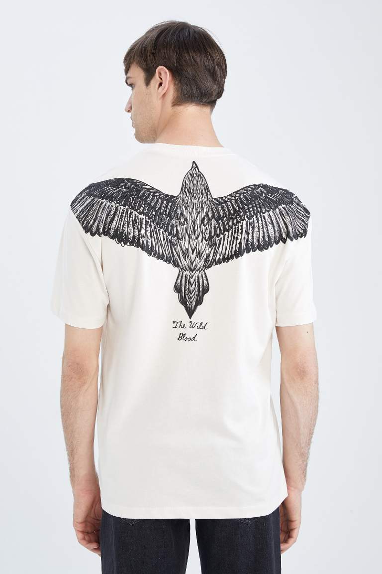 Boxy Fit Short Sleeve Back Eagle Print T-Shirt