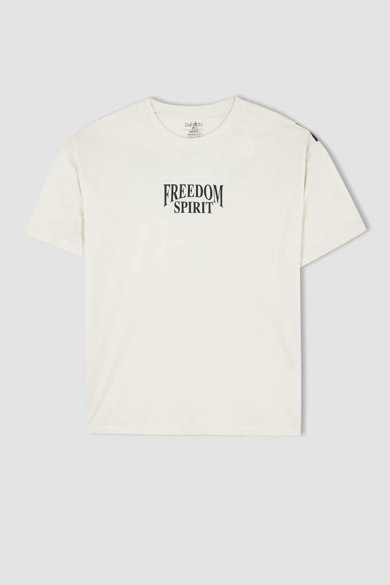 Boxy Fit Short Sleeve Back Eagle Print T-Shirt