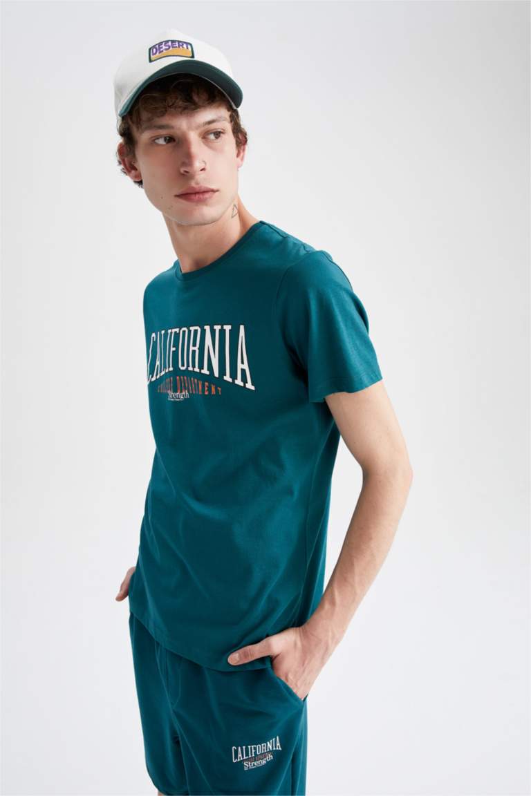 Slim Fit Short Sleeve California Print T-Shirt