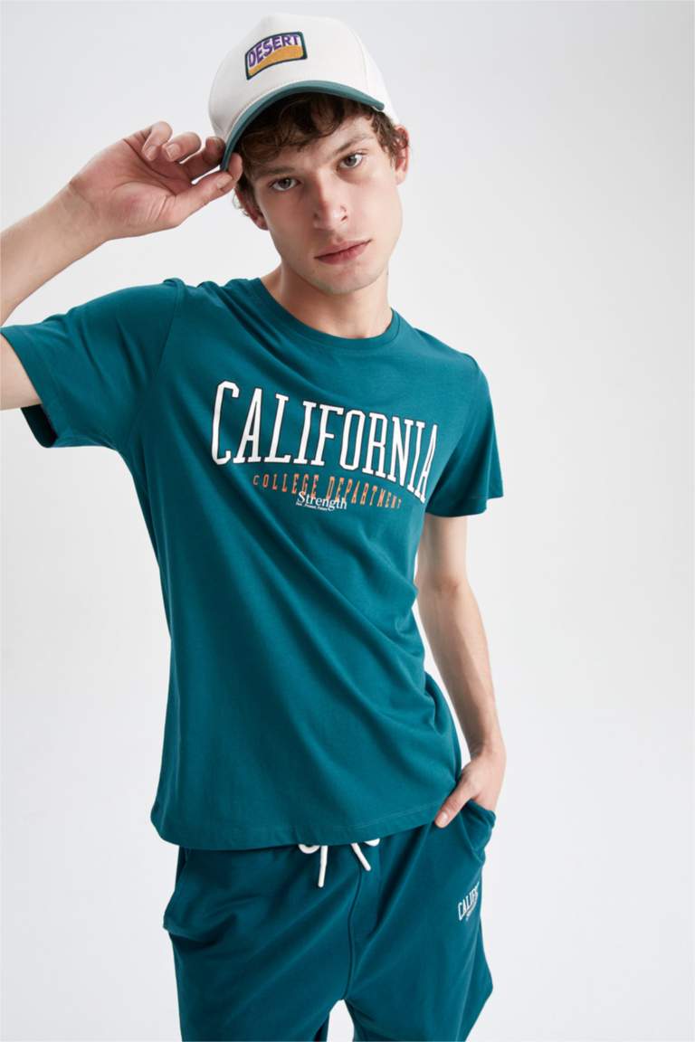 Slim Fit Short Sleeve California Print T-Shirt