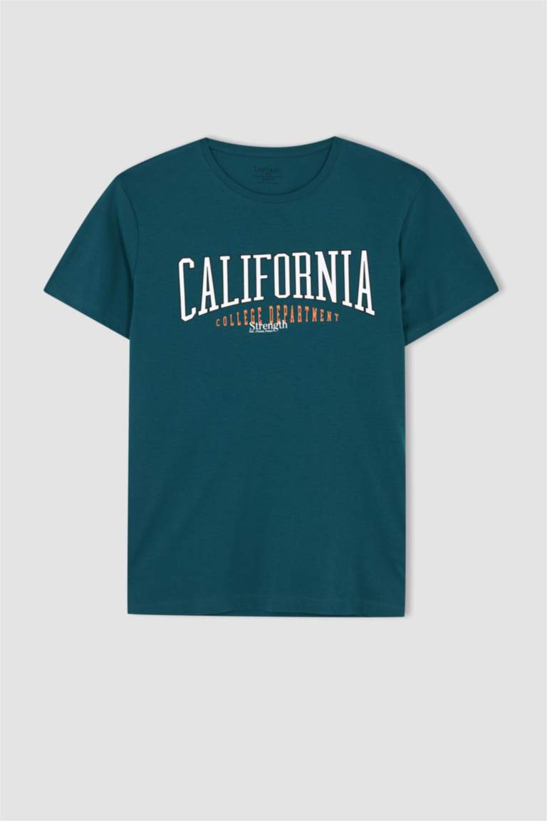 Slim Fit Short Sleeve California Print T-Shirt