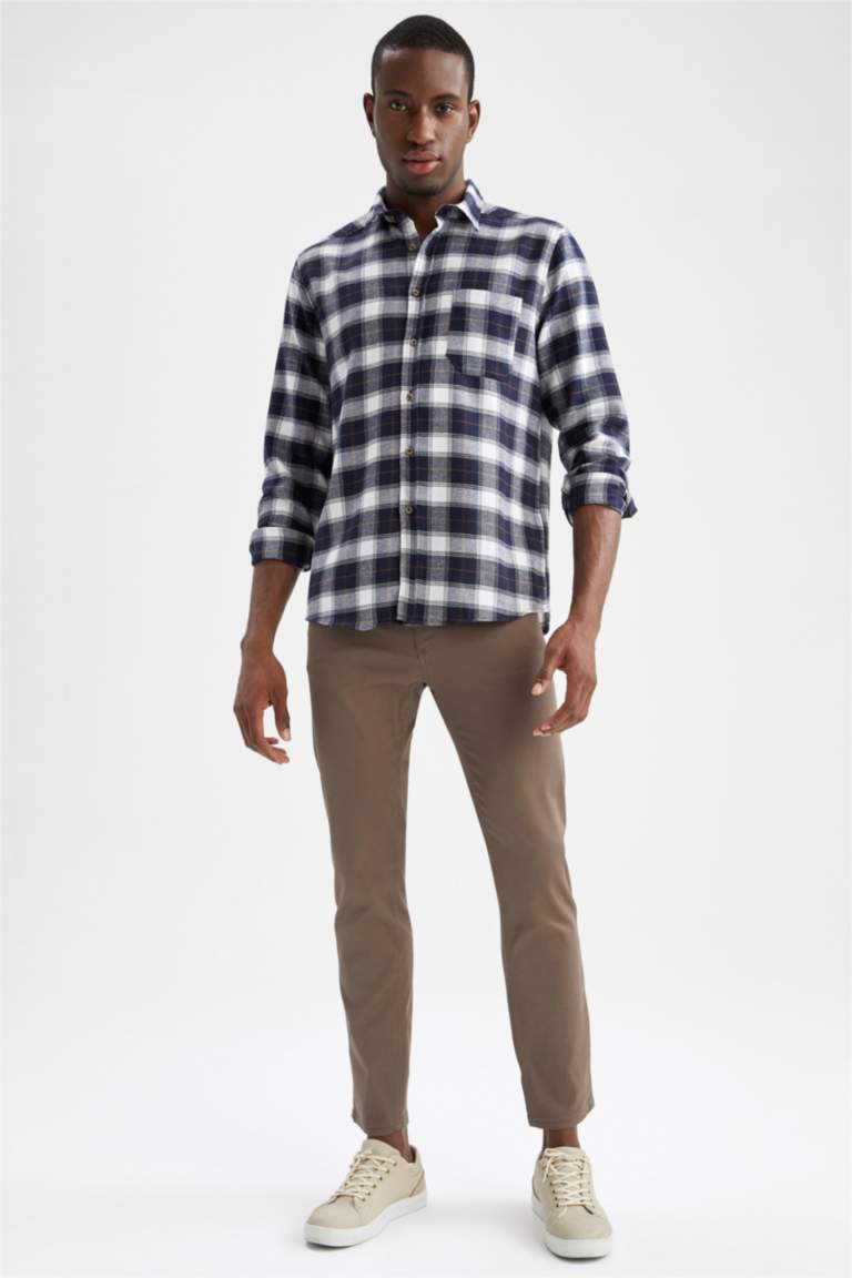 Regular Fit Long Sleeve Square Print Shirt