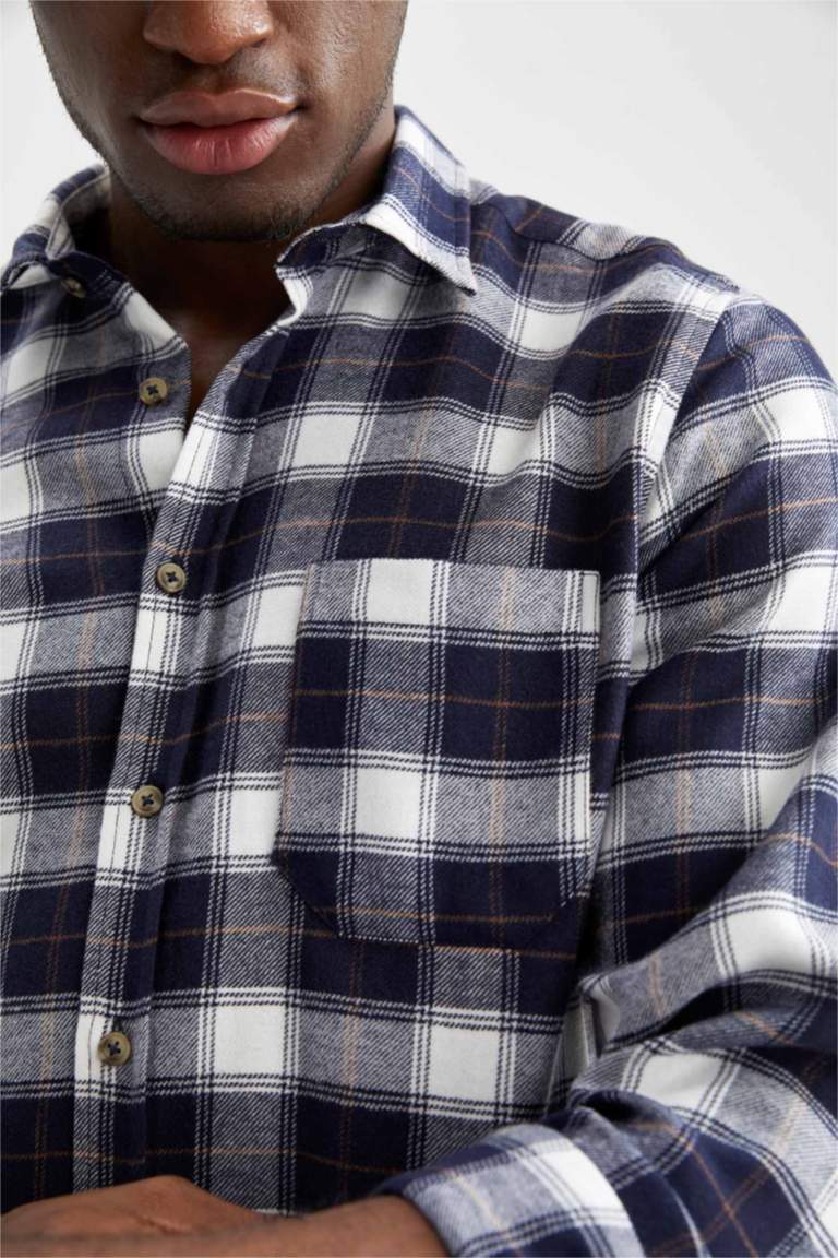 Regular Fit Long Sleeve Square Print Shirt