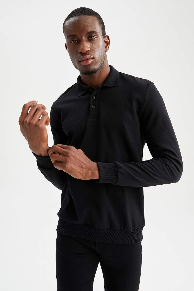 Regular Fit Polo Yaka Sweatshirt