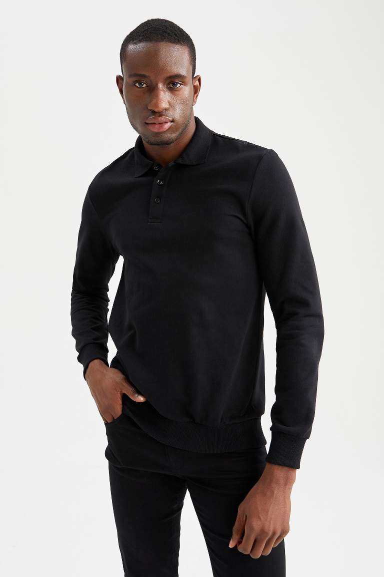 Regular Fit Polo Yaka Sweatshirt
