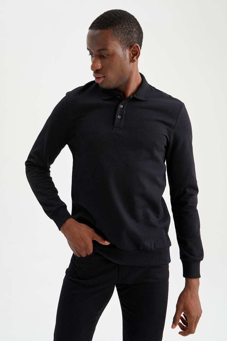 Regular Fit Polo Yaka Sweatshirt