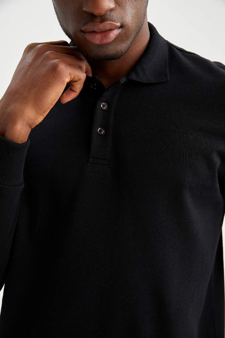 Regular Fit Polo Yaka Sweatshirt