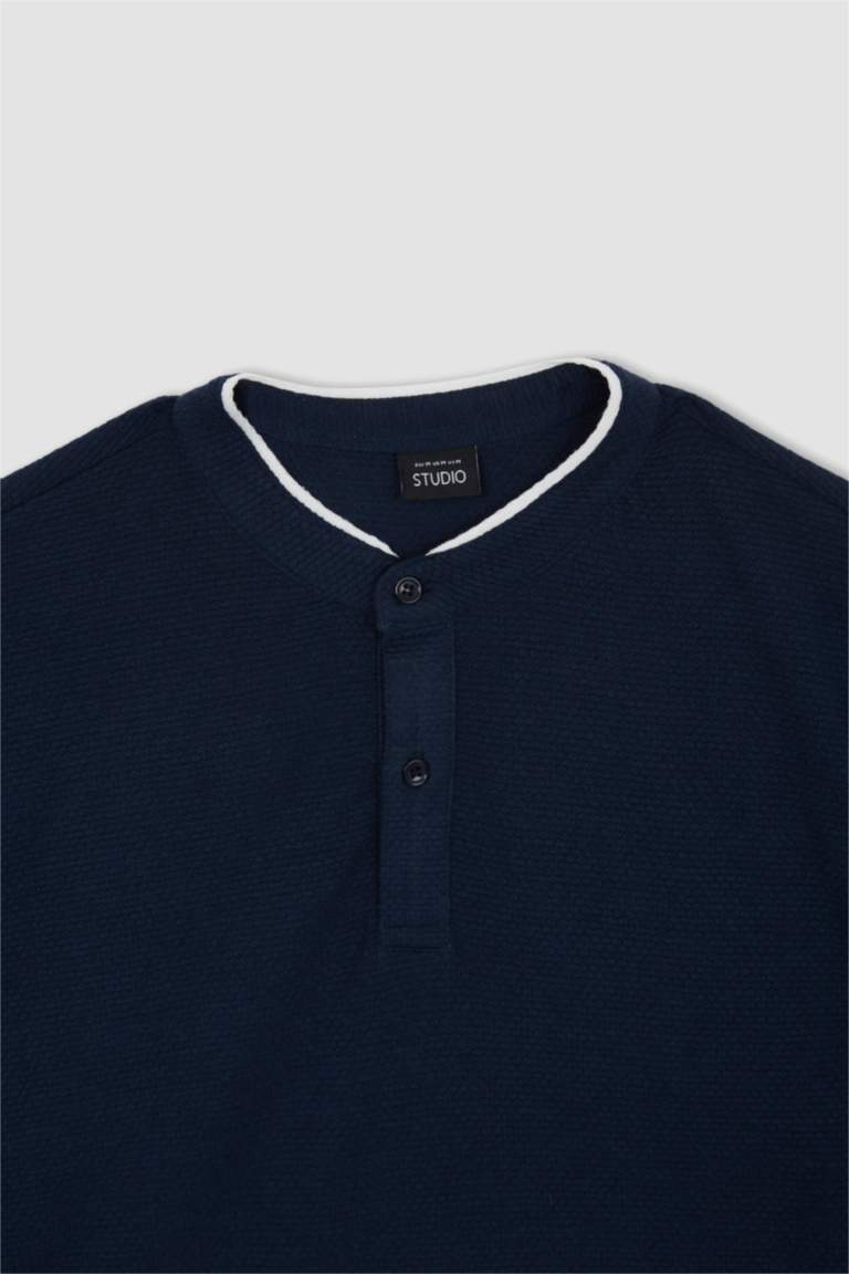Slim Fit Short Sleeves Navy Polo Shirt