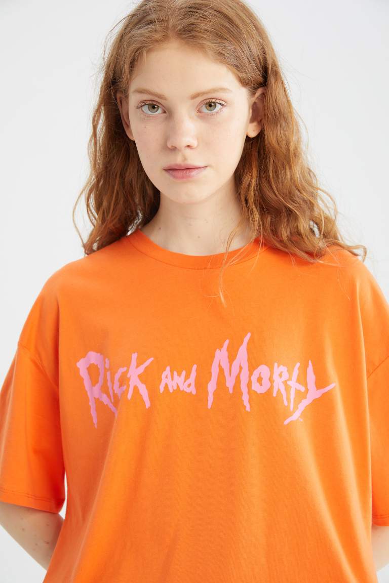 Coool Rick and Morty Oversize Fit Crew Neck Back Printed Short Sleeve T-Shirt
