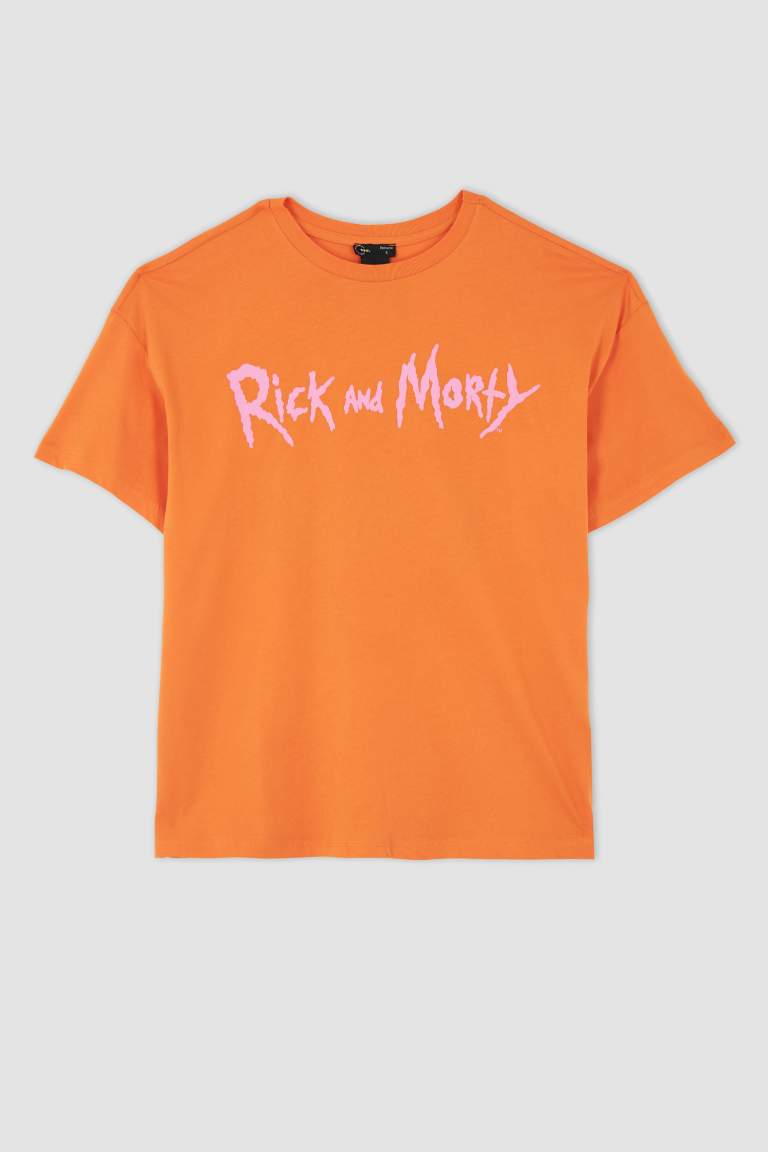 Coool Rick and Morty Oversize Fit Crew Neck Back Printed Short Sleeve T-Shirt