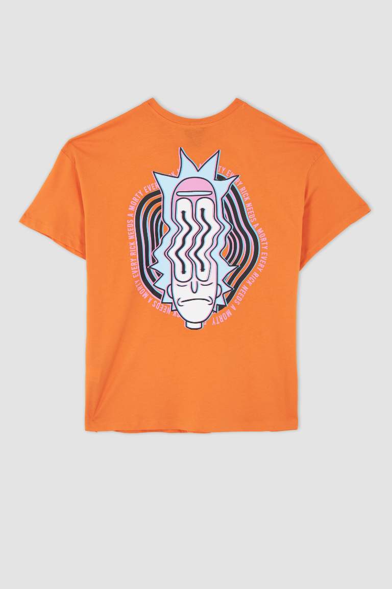 Coool Rick and Morty Oversize Fit Crew Neck Back Printed Short Sleeve T-Shirt