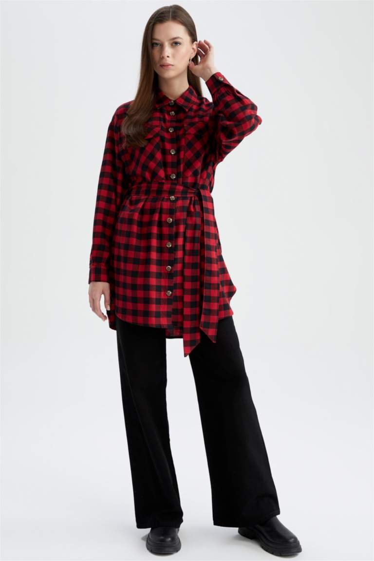 Noir FEMME Chemises à manches longues Flanelle Carreaux Col De Chemise