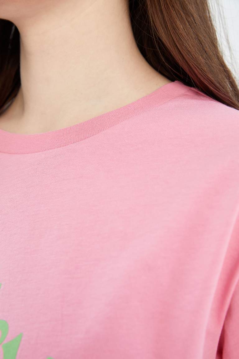 Regular Fit Crew Neck Short Sleeve Slogan Print T-Shirt