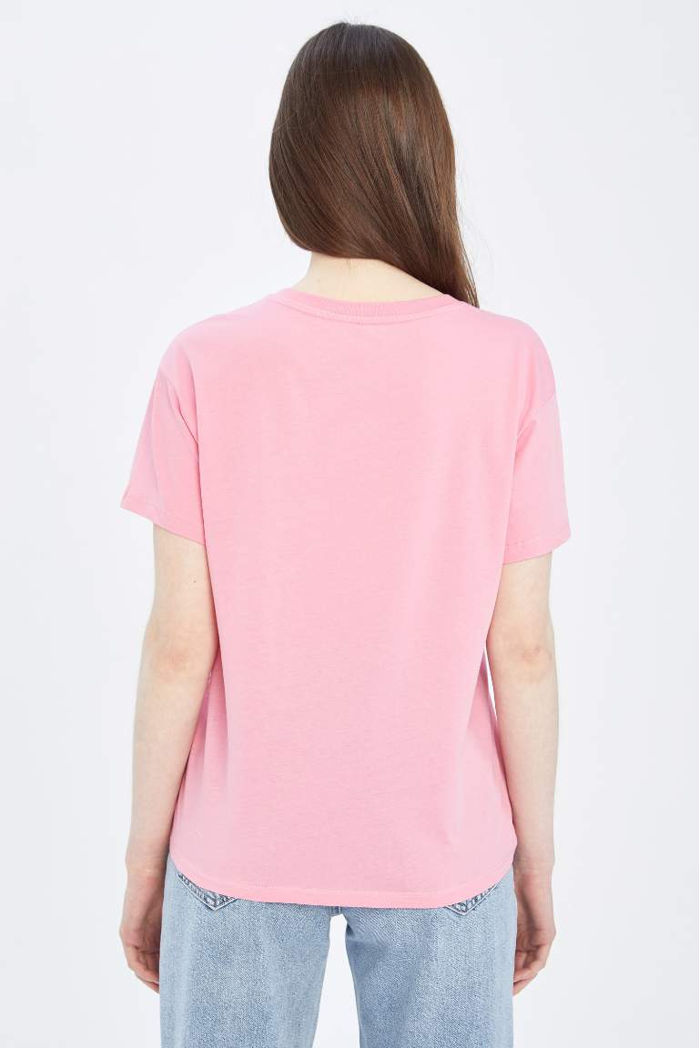 Regular Fit Crew Neck Short Sleeve Slogan Print T-Shirt