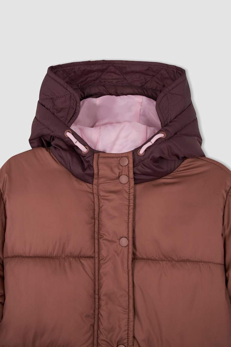 جاكيت بامب طويل بناتي بكابيشون