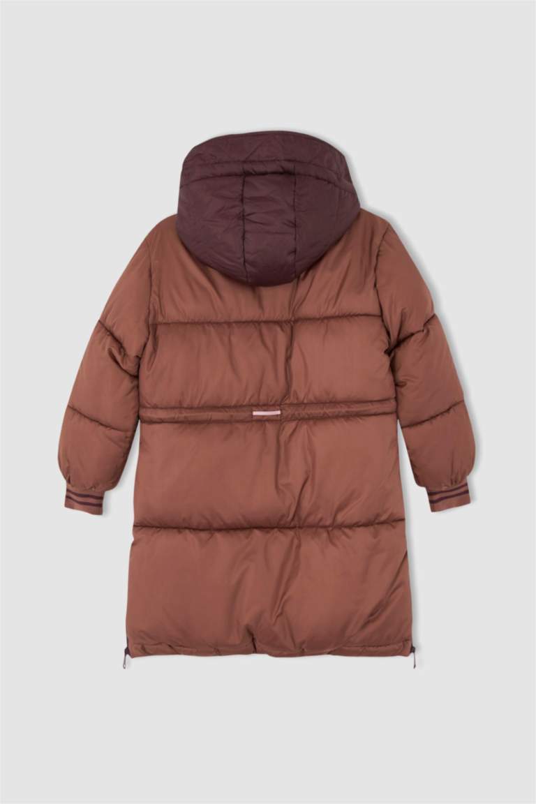 جاكيت بامب طويل بناتي بكابيشون