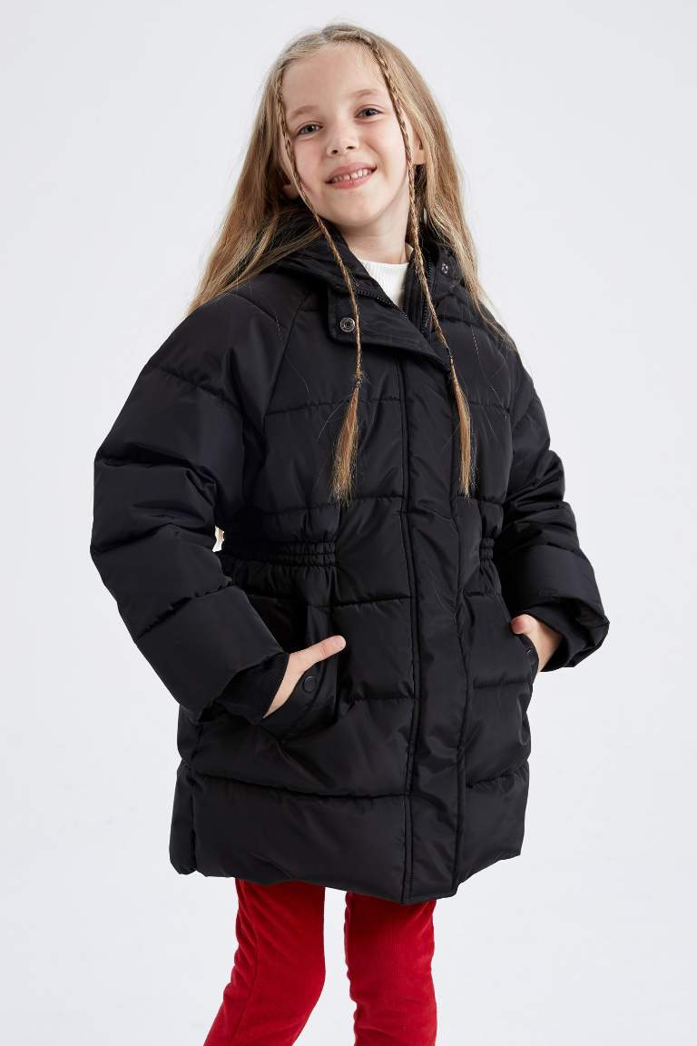 Black GIRLS & TEENS Girl Hooded Puffer Jacket 2492001 | DeFacto