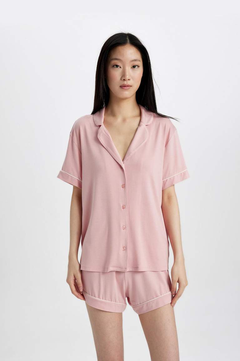 Fall in Love Regular Fit Short Sleeve Viscose 2 Piece Pajama Set