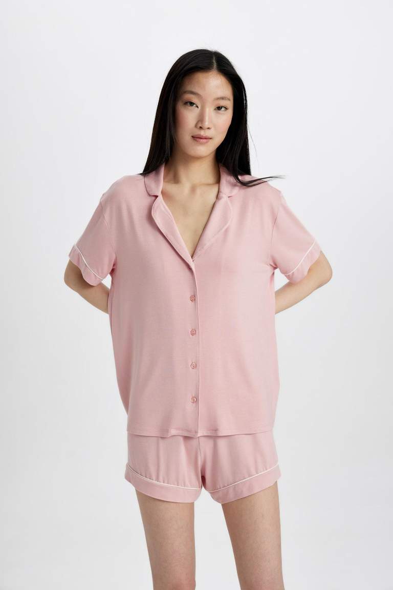 Fall in Love Regular Fit Short Sleeve Viscose 2 Piece Pajama Set