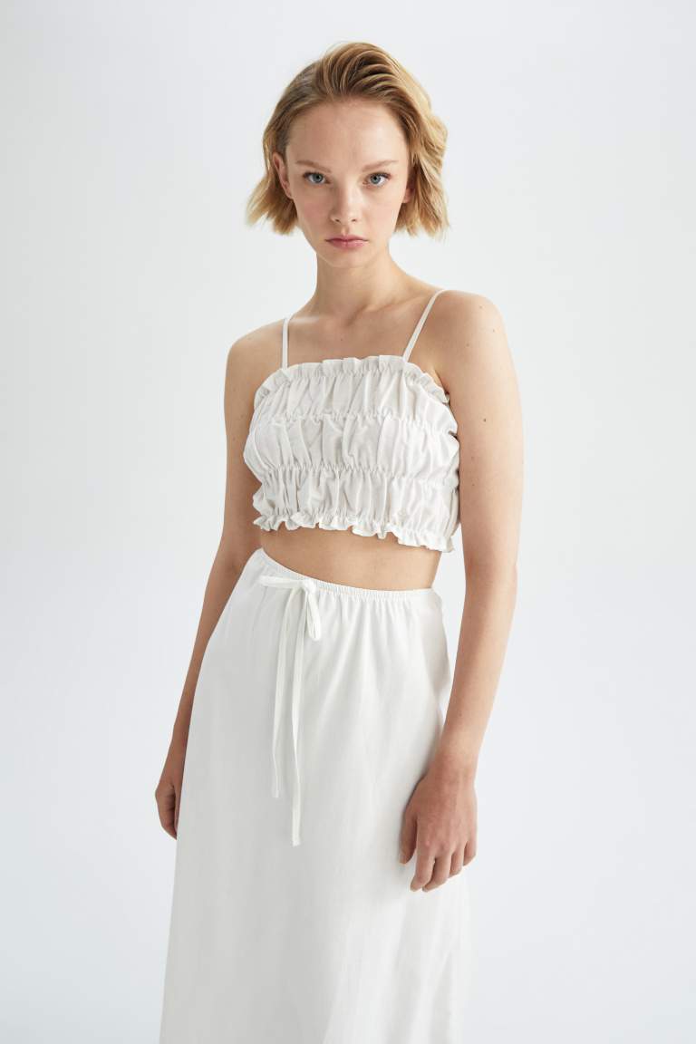 Crop Strapless Sleeveless Blouse