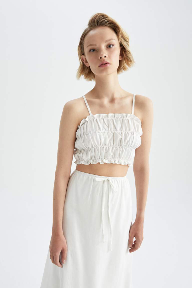 Crop Strapless Sleeveless Blouse