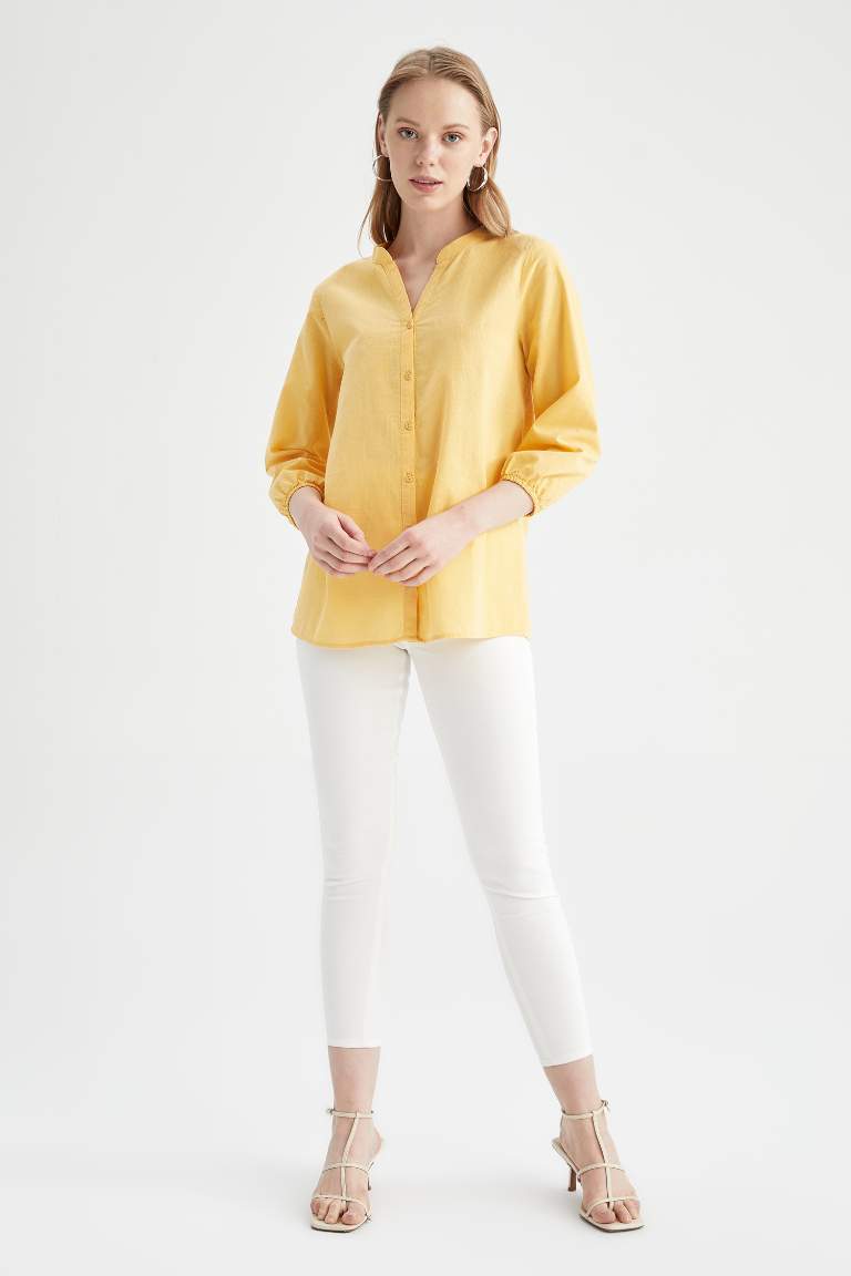 Raditional Regular Fit V Neck Basic Half Sleeve Blouse