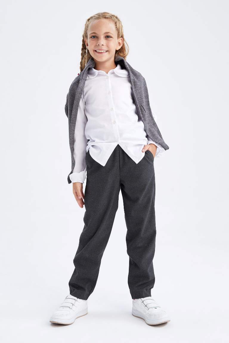 Girl's Anthracite School Trousers