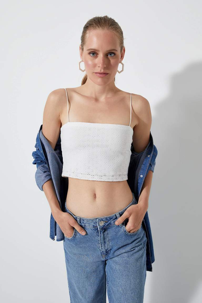 Strapless Neck Strappy Crop Vest