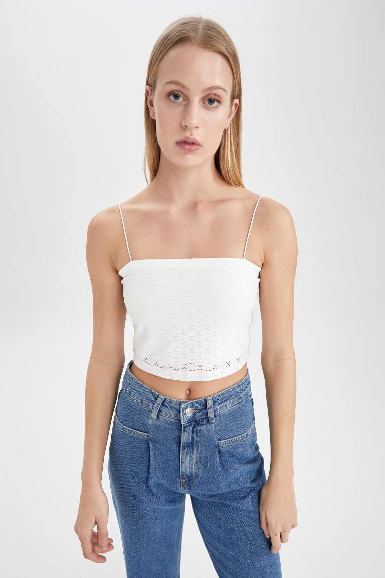 Strapless Neck Strappy Crop Vest