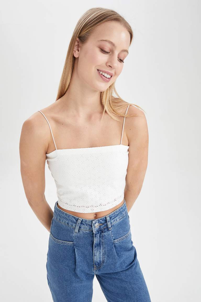 Strapless Neck Strappy Crop Vest