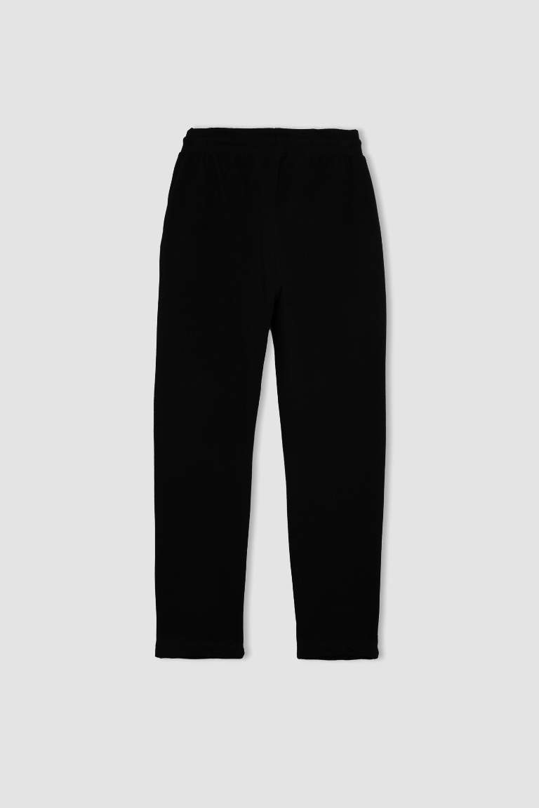 Pantalon de survêtement noir à taille élastique et jambes droites pour garçons