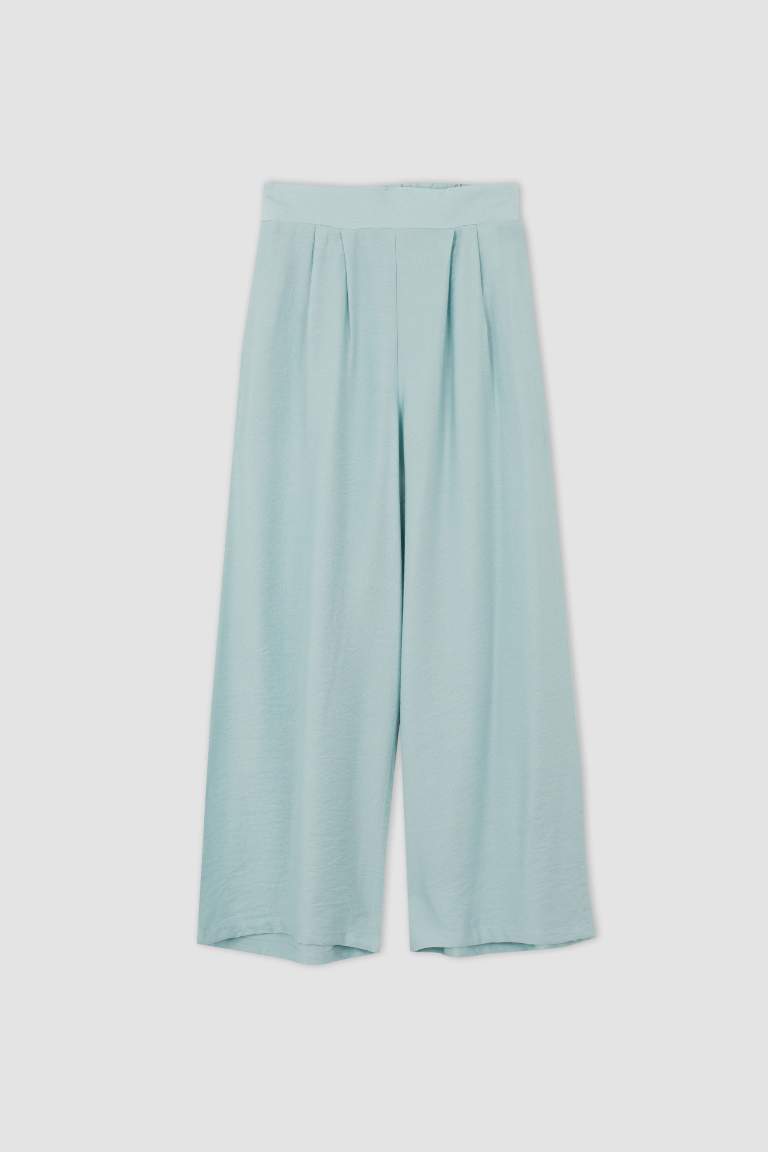 Relax Fit Geniş Paça Viskon Pantolon