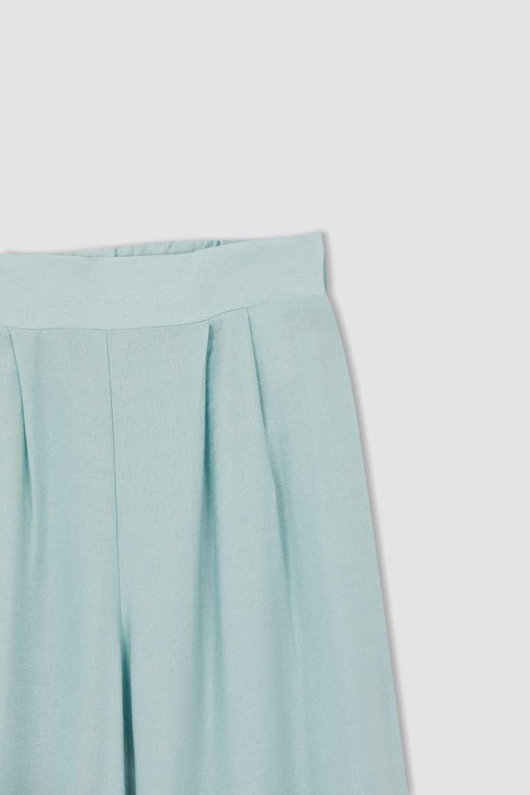 Relax Fit Geniş Paça Viskon Pantolon