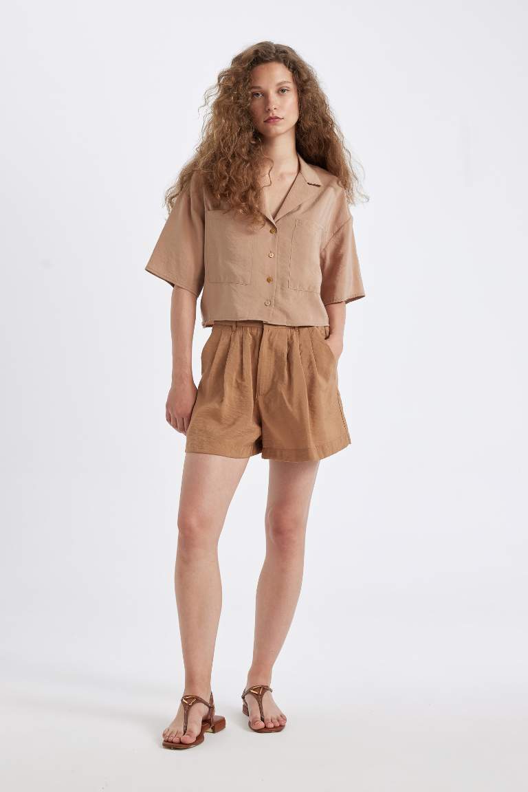 Oversize Fit Pajama Collar Modal Shirt