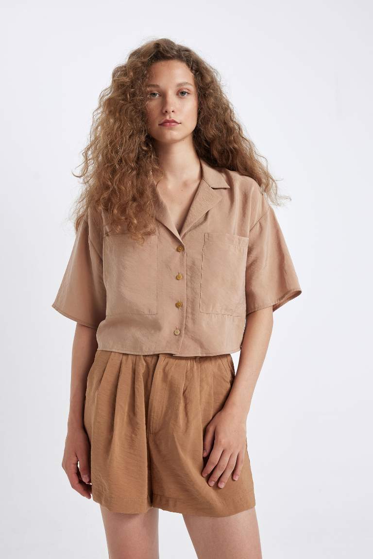 Oversize Fit Pajama Collar Modal Shirt