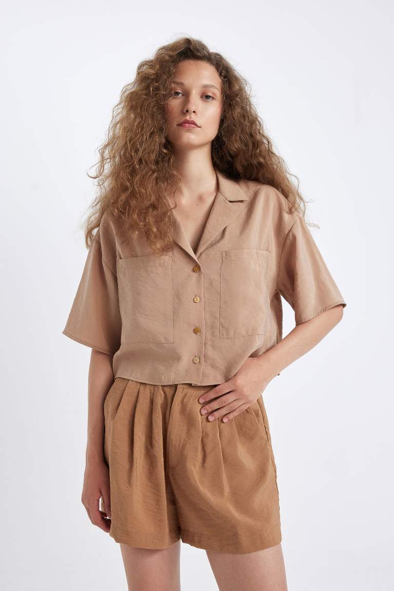 Oversize Fit Pajama Collar Modal Shirt