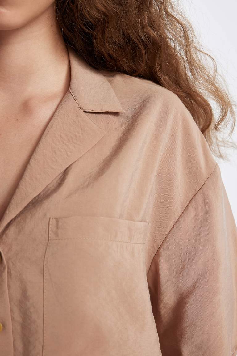 Oversize Fit Pajama Collar Modal Shirt