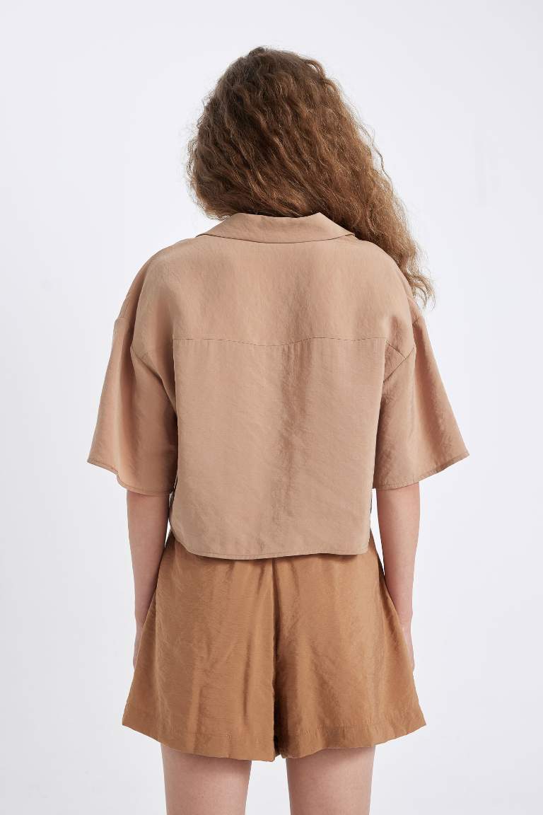 Oversize Fit Pajama Collar Modal Shirt