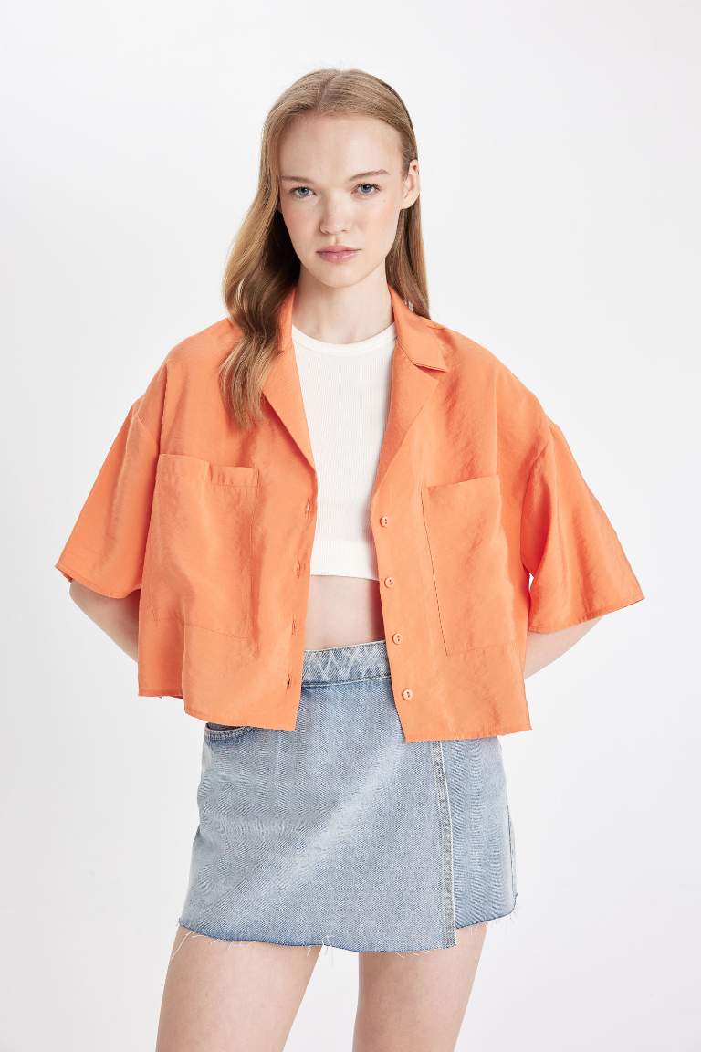 Chemise Oversize à Manches Courtes en Modal