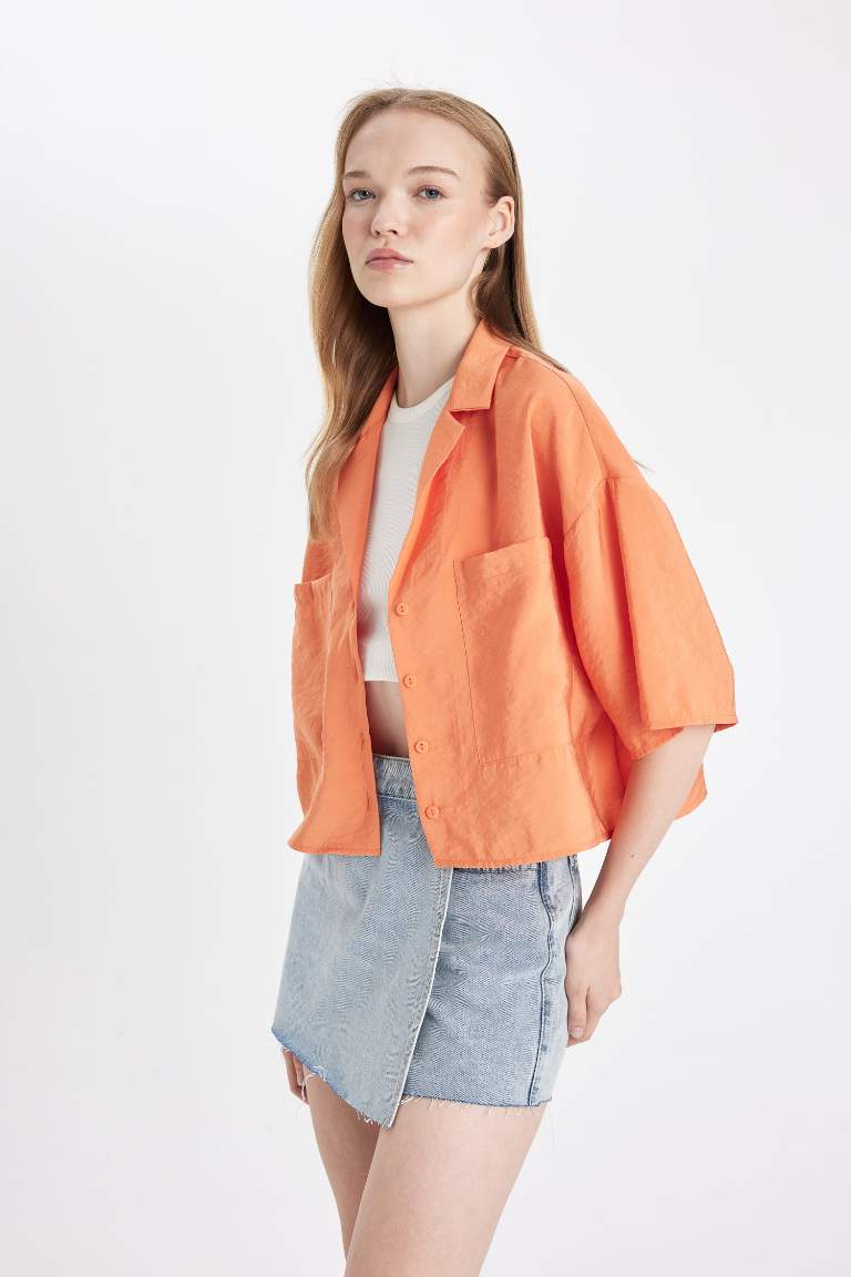 Oversize Fit Pajama Collar Modal Shirt