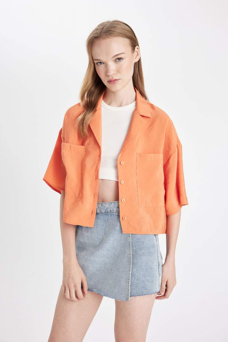 Oversize Fit Pajama Collar Modal Shirt