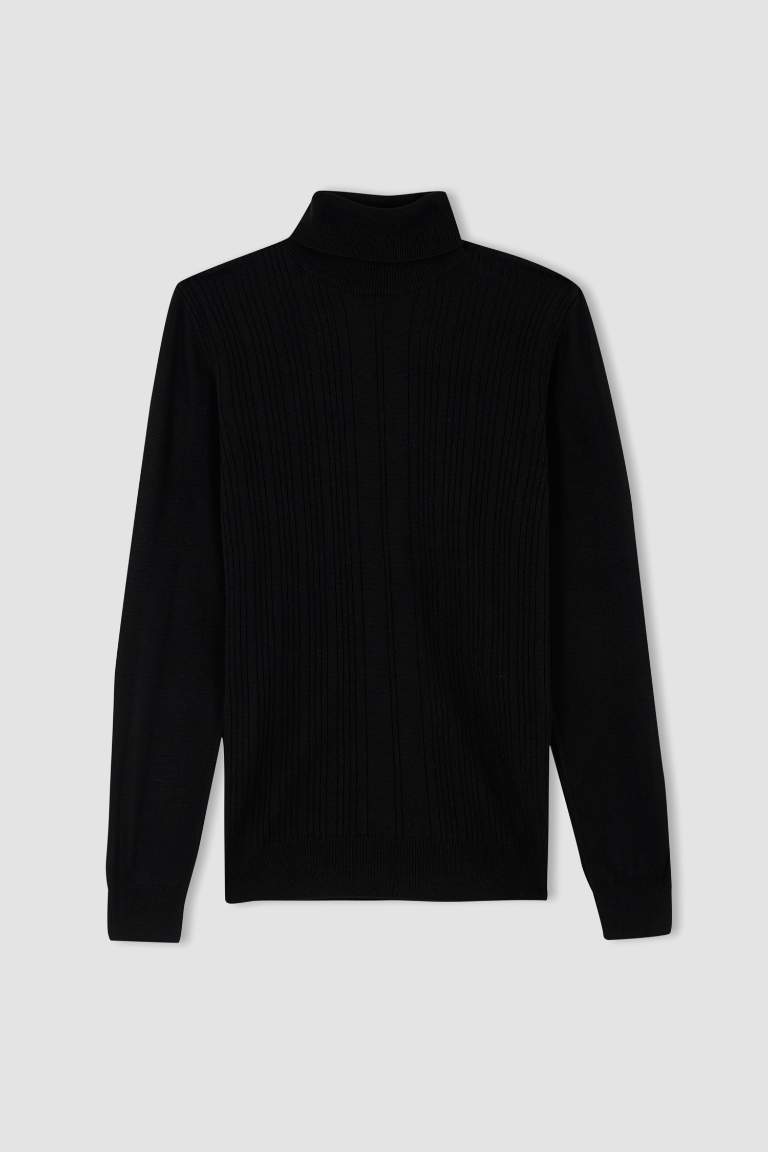 Slim Fit Balıkçı Yaka Boğazlı Triko Kazak