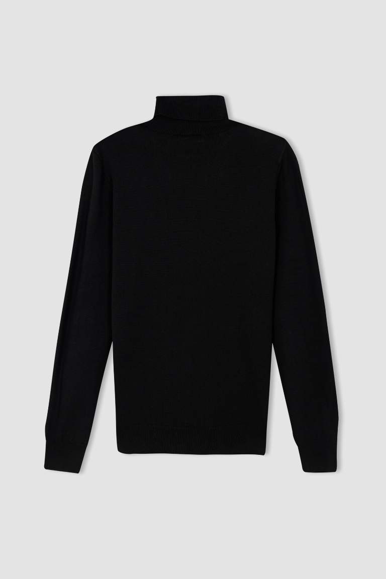 Slim Fit Balıkçı Yaka Boğazlı Triko Kazak